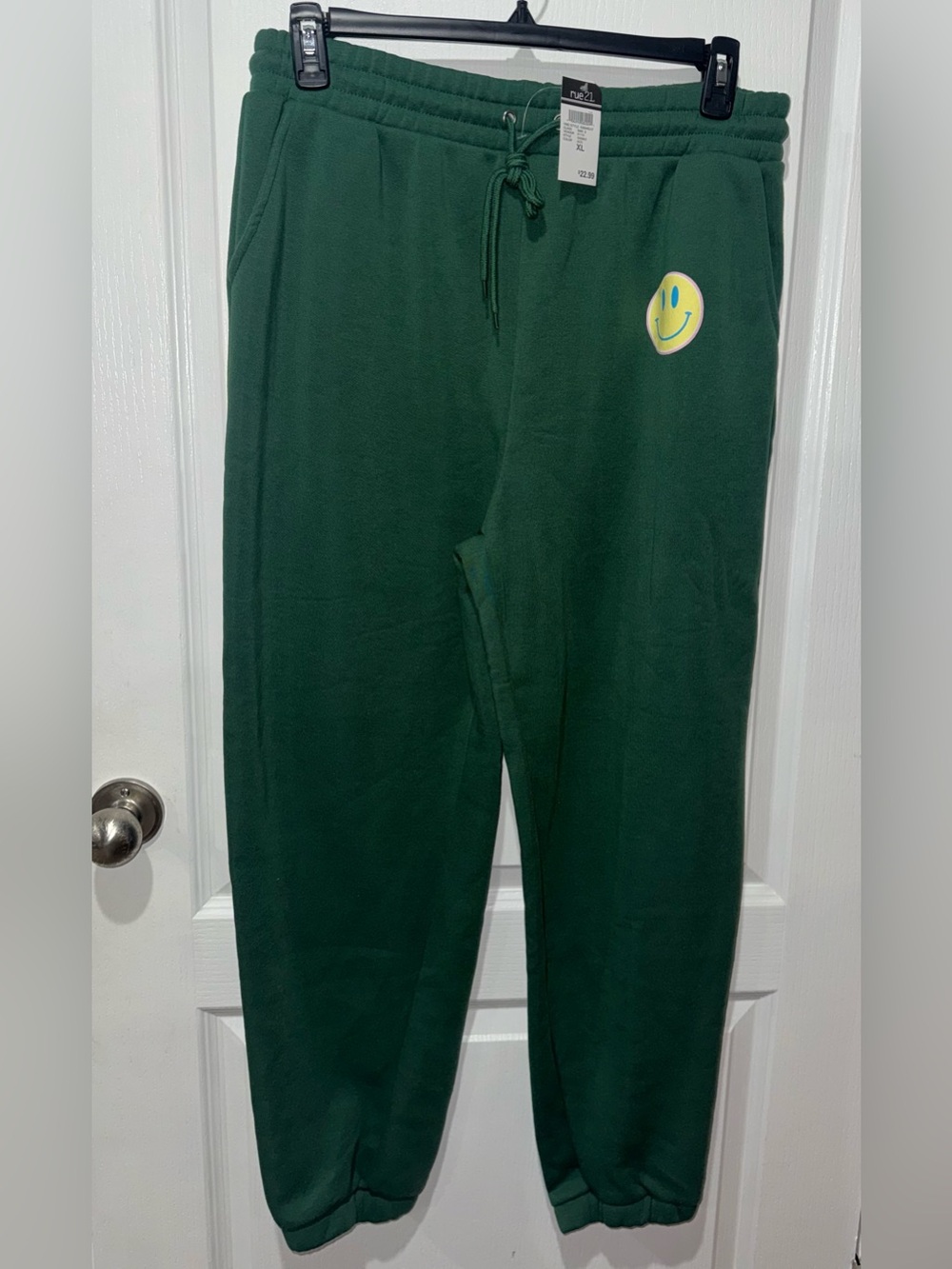 Women’s ‘Rare’ Green Sweatpants with Smiley Patch